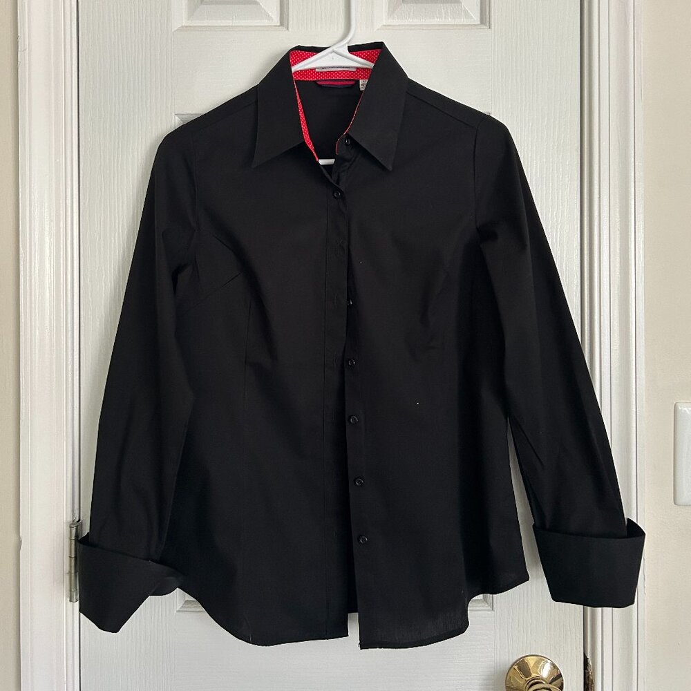 Women's Black Cotton Dress Shirt